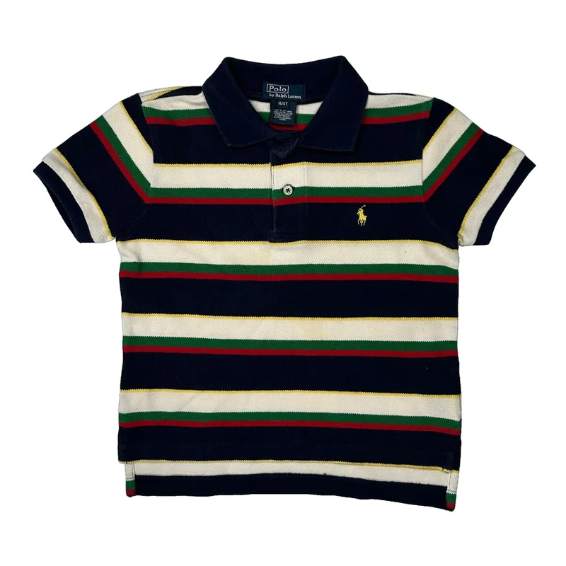 Age 4 Polo By Ralph Lauren Striped Polo Shirt - XS Multicoloured Cotton