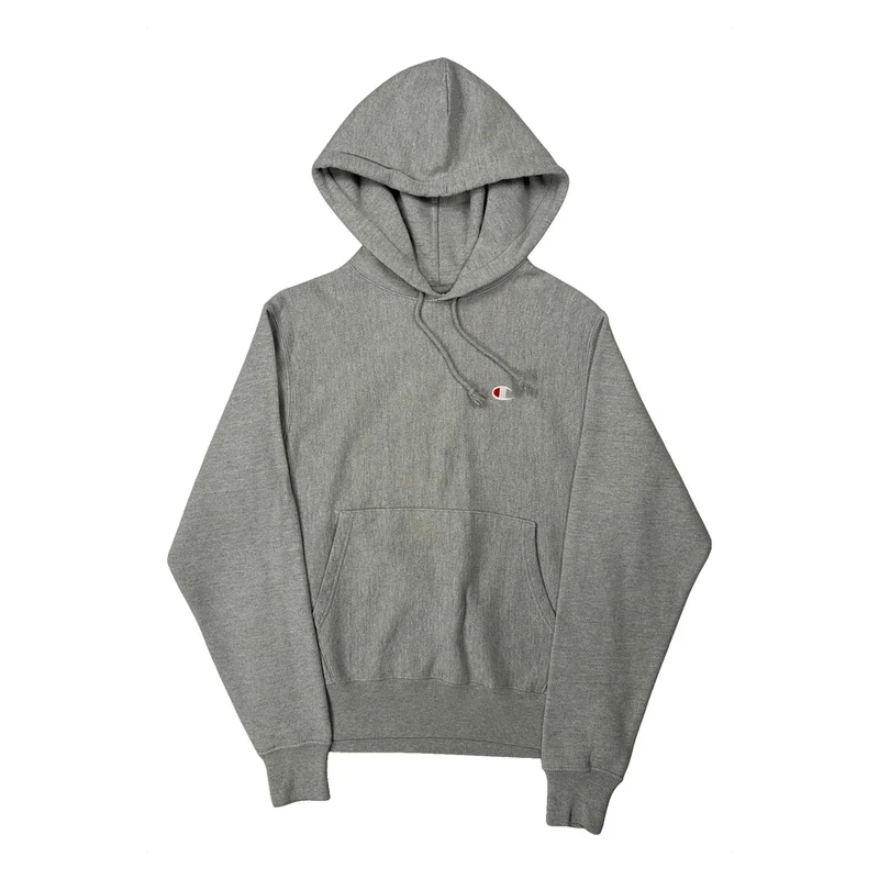 Reverse Weave Champion Hoodie - Small Grey Cotton