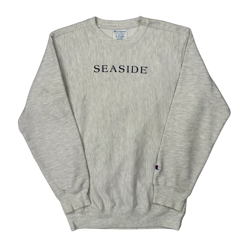 Age 10-12 Reverse Weave Champion Sweatshirt - XL Grey Cotton