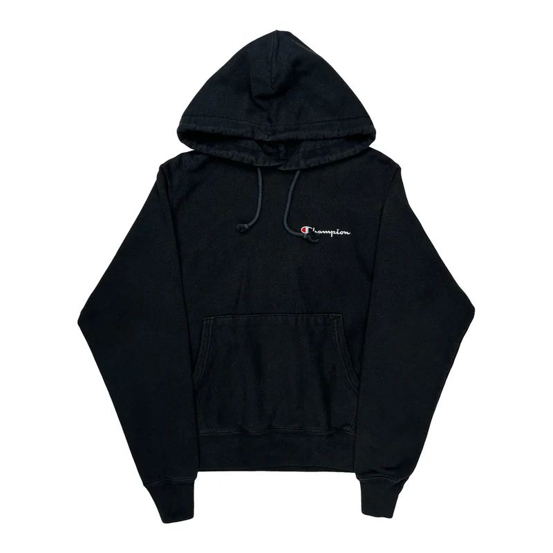 Reverse Weave Champion Hoodie - Small Black Cotton