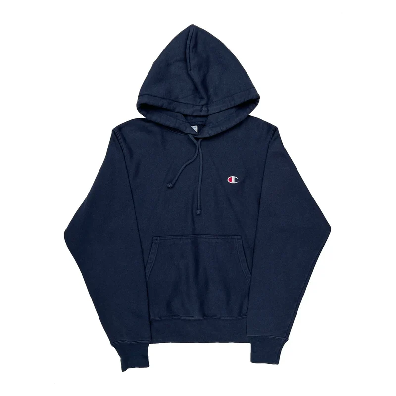Reverse Weave Champion Hoodie - Small Navy Cotton