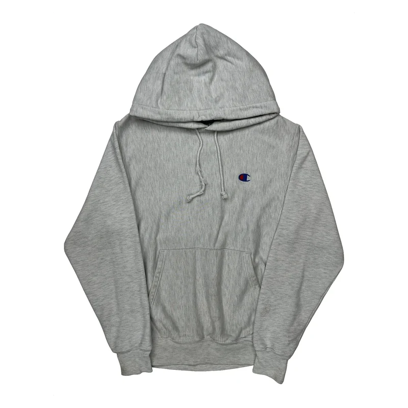 Reverse Weave Champion Hoodie - Small Grey Cotton Blend