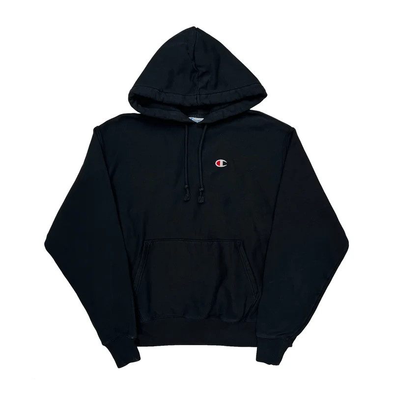 Reverse Weave Champion Hoodie - Large Black Cotton