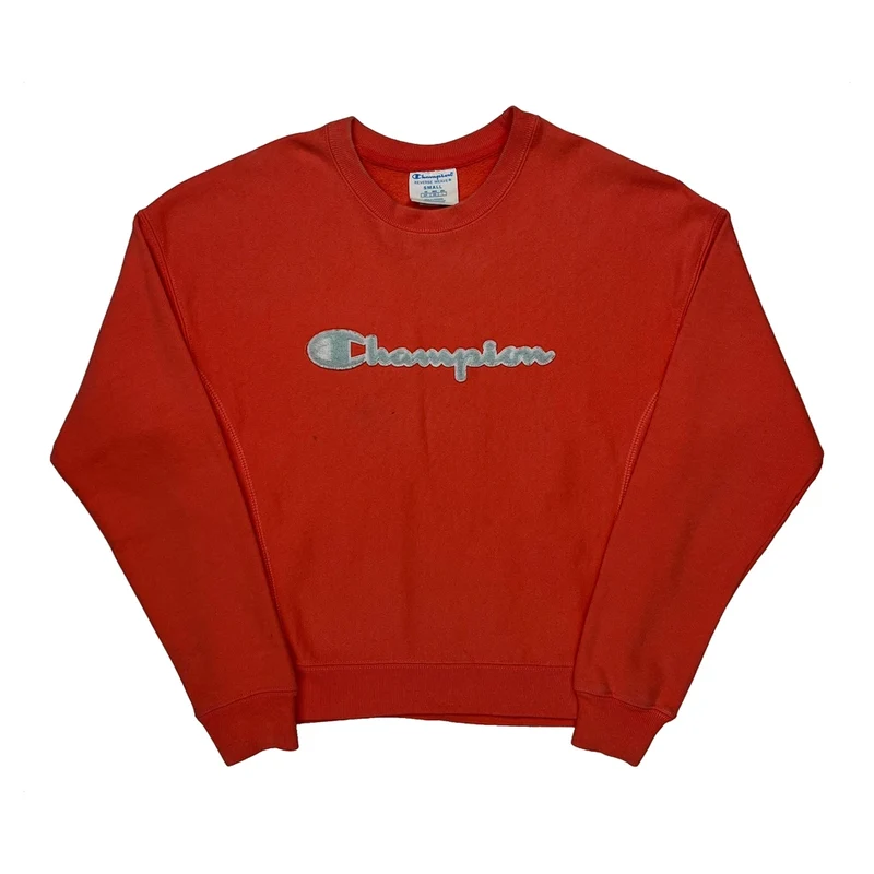 Reverse Weave Champion Spellout Sweatshirt - Small Red Cotton