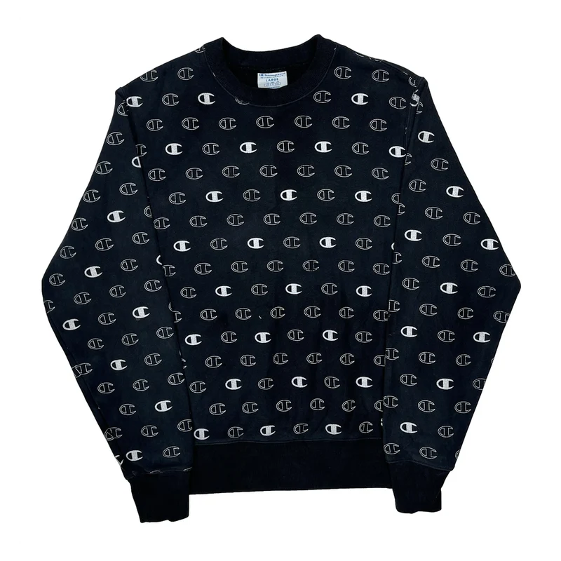 Reverse Weave Champion Sweatshirt - Large Black Cotton