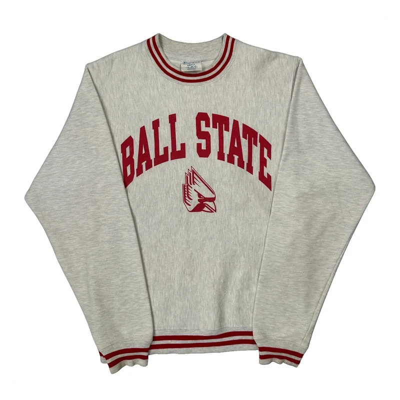 Reverse Weave Champion College Sweatshirt - Small Grey Cotton