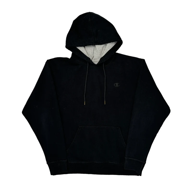 Champion Hoodie - Large Black Cotton Blend