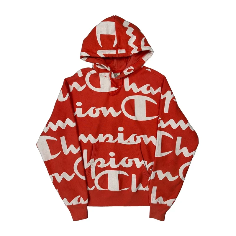 Reverse Weave Champion Hoodie - Large Red Cotton