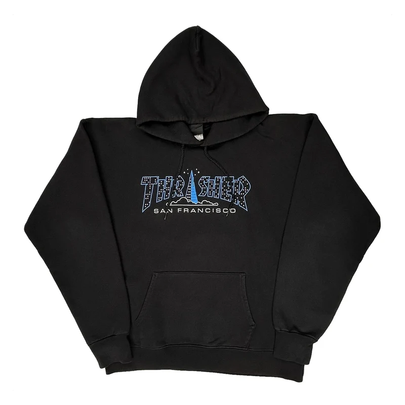 San Francisco Thrasher Graphic Hoodie - Medium Black Cotton