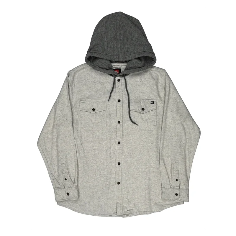 Quiksilver Hooded Shirt - XL Grey Cotton