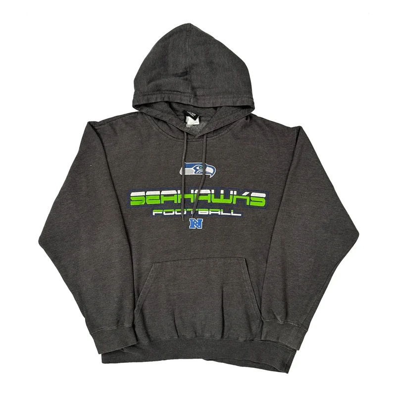 Seattle Seahawks Nfl Hoodie - Large Grey Cotton Blend