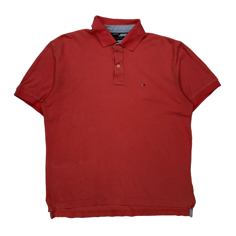 Tommy Hilfiger Polo Shirt - Large Red Cotton
