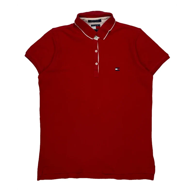 Tommy Hilfiger Polo Shirt - Medium Red Cotton