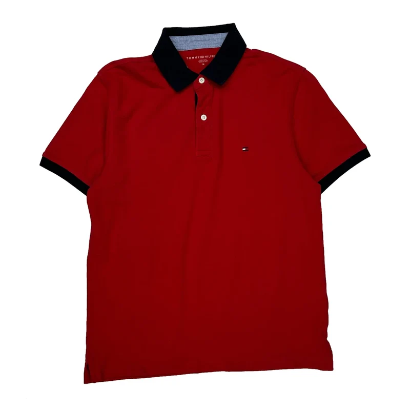 Tommy Hilfiger Polo Shirt - Medium Red Cotton