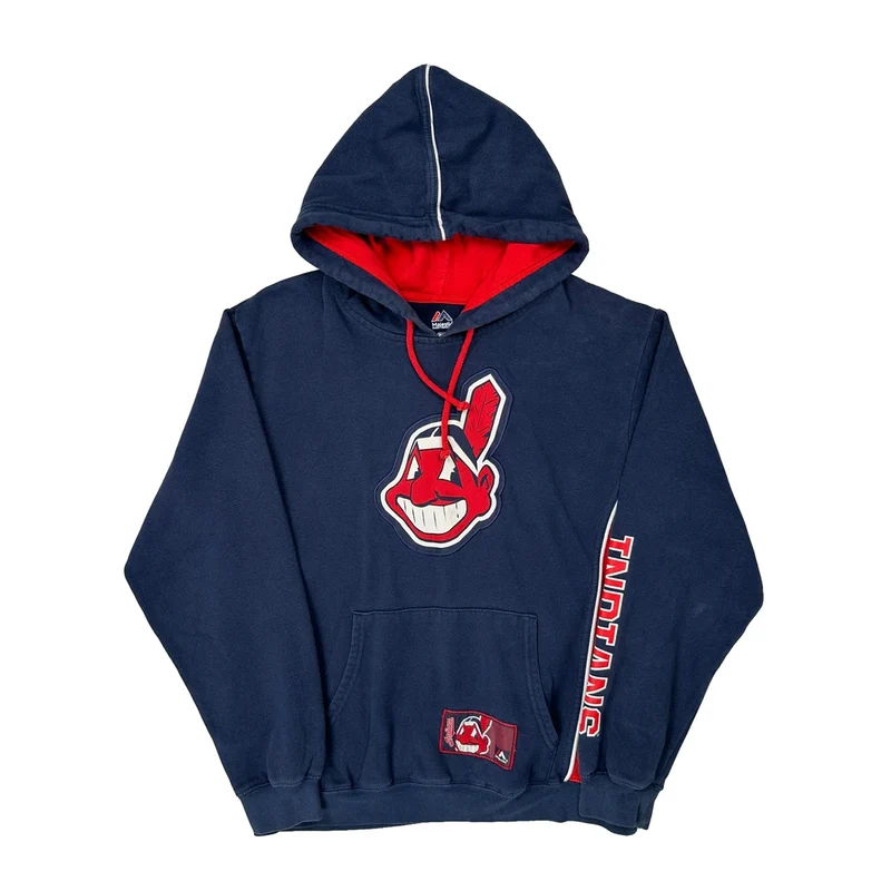 Cleveland Indians Majestic Mlb Hoodie - Medium Navy Cotton