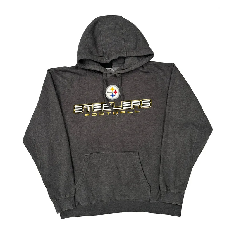 Steelers Nfl Hoodie - XL Grey Cotton Blend