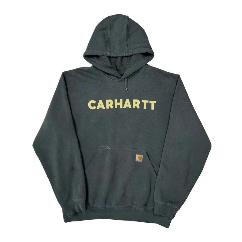 Carhartt Spellout Hoodie - Large Grey Cotton