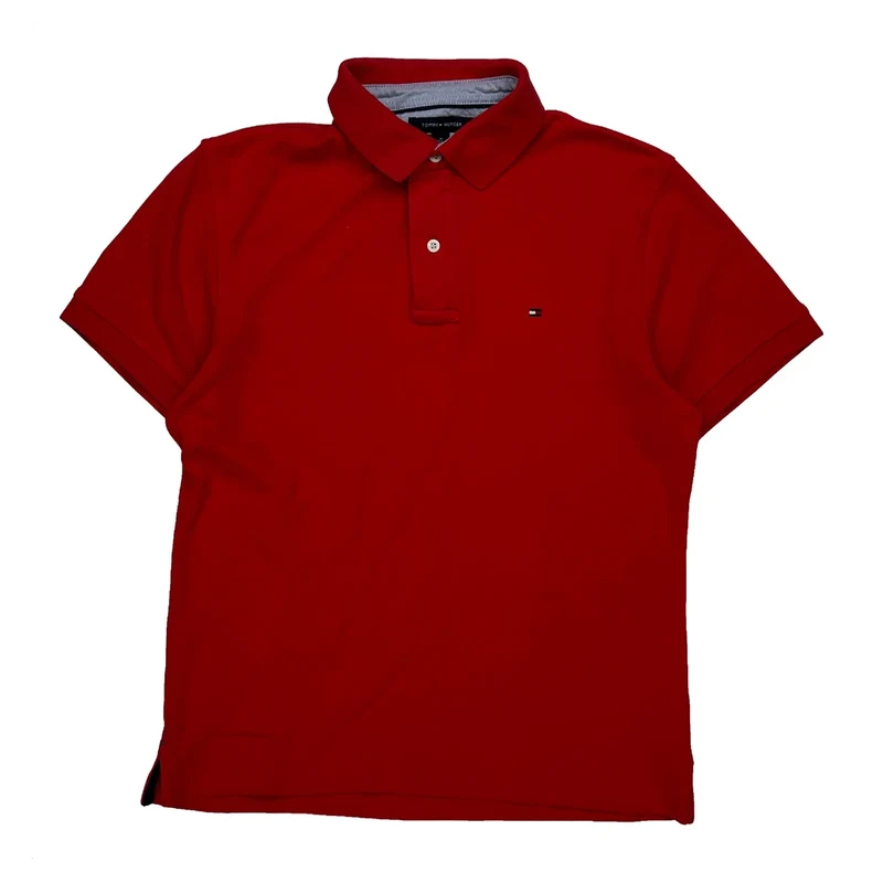 Tommy Hilfiger Polo Shirt - Medium Red Cotton