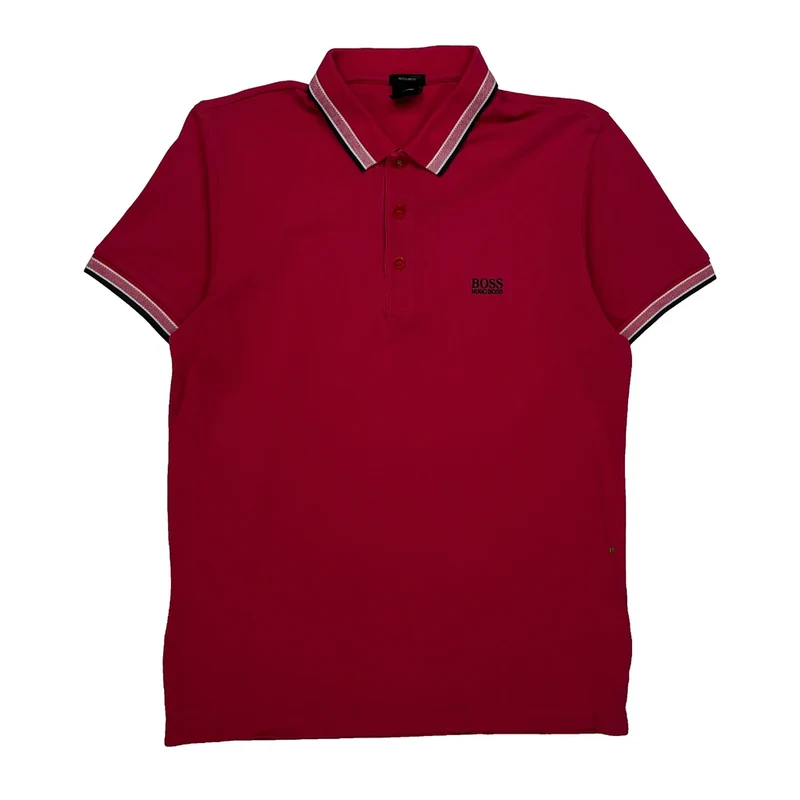 Boss Polo Shirt - Medium Red Cotton