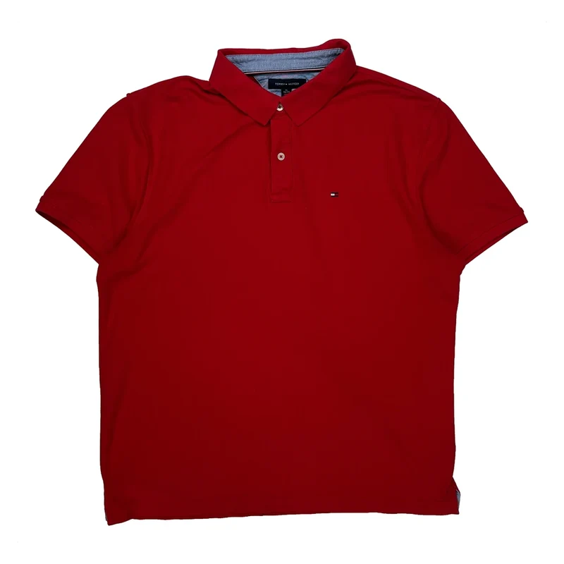 Tommy Hilfiger Polo Shirt - XL Red Cotton