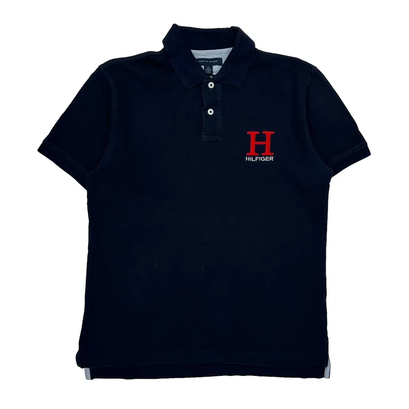 Tommy Hilfiger Slim Fit Polo Shirt - Large Black Cotton