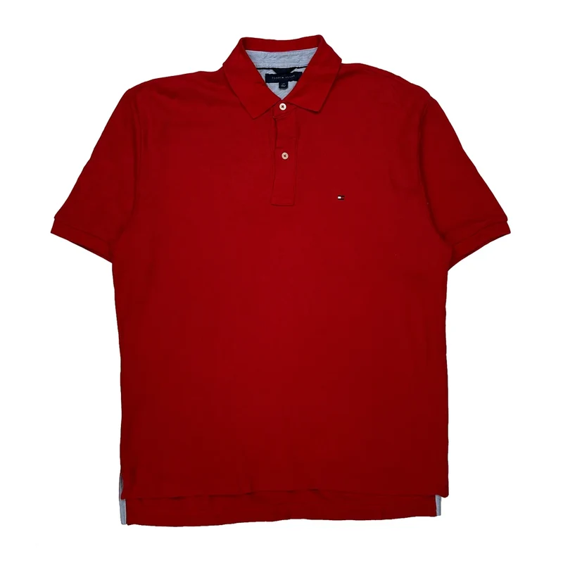 Tommy Hilfiger Polo Shirt - Large Red Cotton