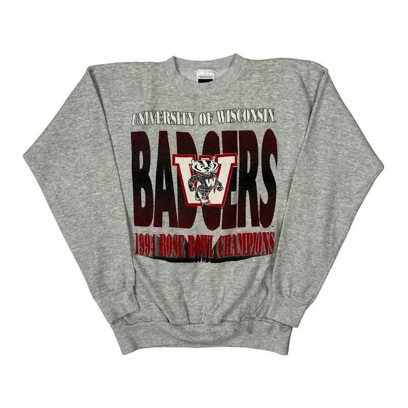 1994 University Of Wisconsin Badgers Tultex College Sweatshirt - Large Grey Cotton