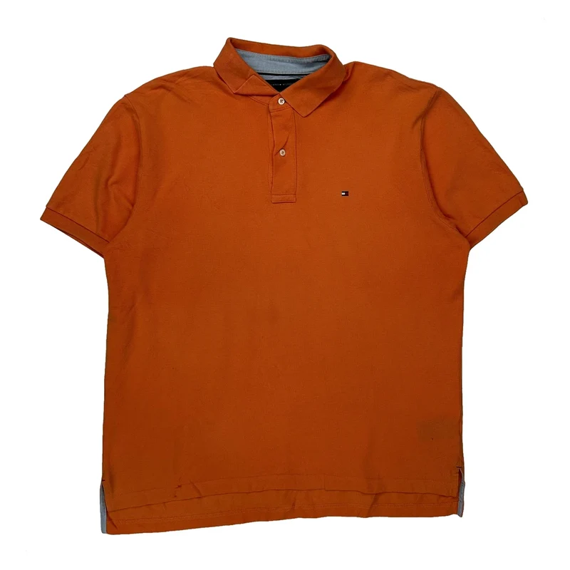 Tommy Hilfiger Polo Shirt - Large Orange Cotton