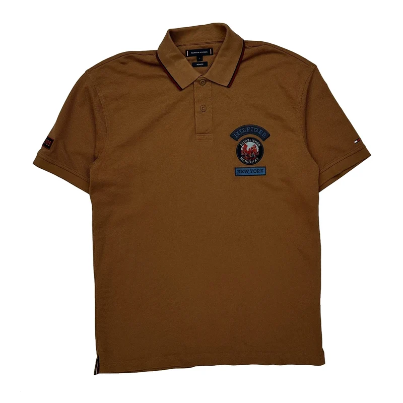 Tommy Hilfiger Polo Shirt - Small Brown Cotton