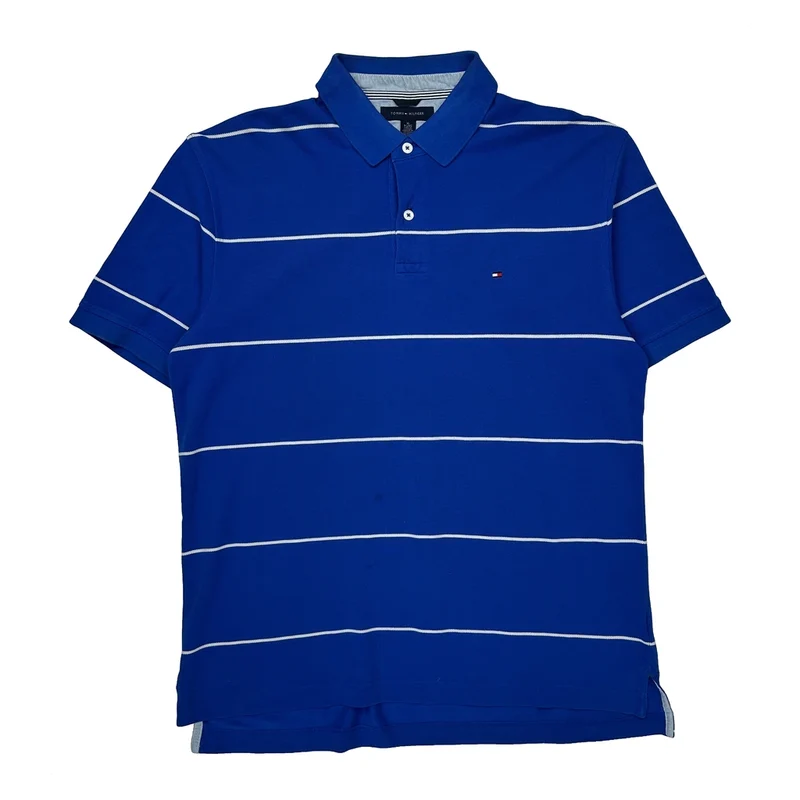 Tommy Hilfiger Striped Polo Shirt - XL Blue Cotton