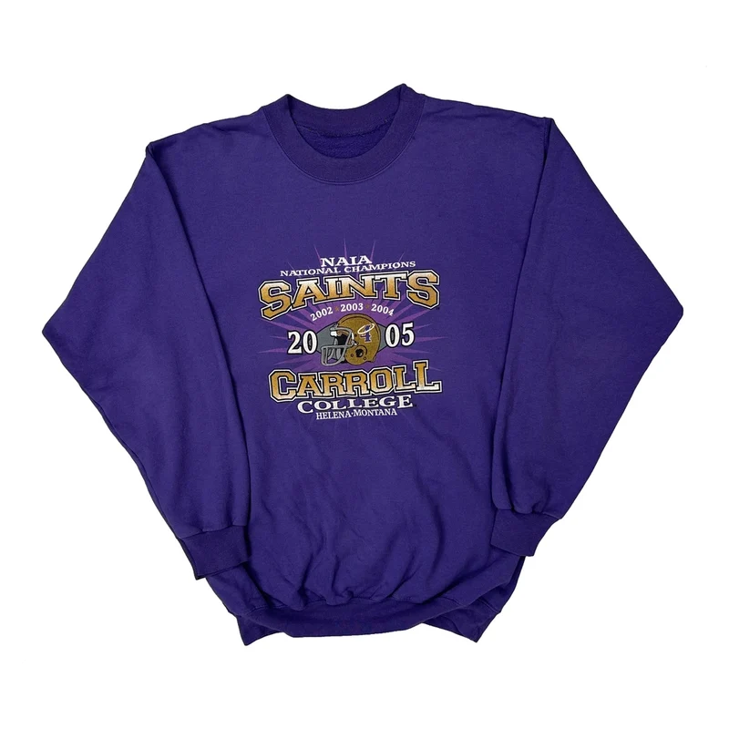 Carroll College Saints Unbranded College Sweatshirt - Large Purple Cotton