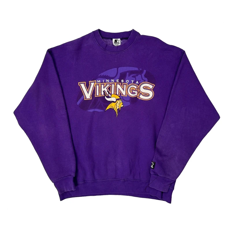 Made In USA Minnesota Vikings Starter Nfl Sweatshirt - XL Purple Cotton