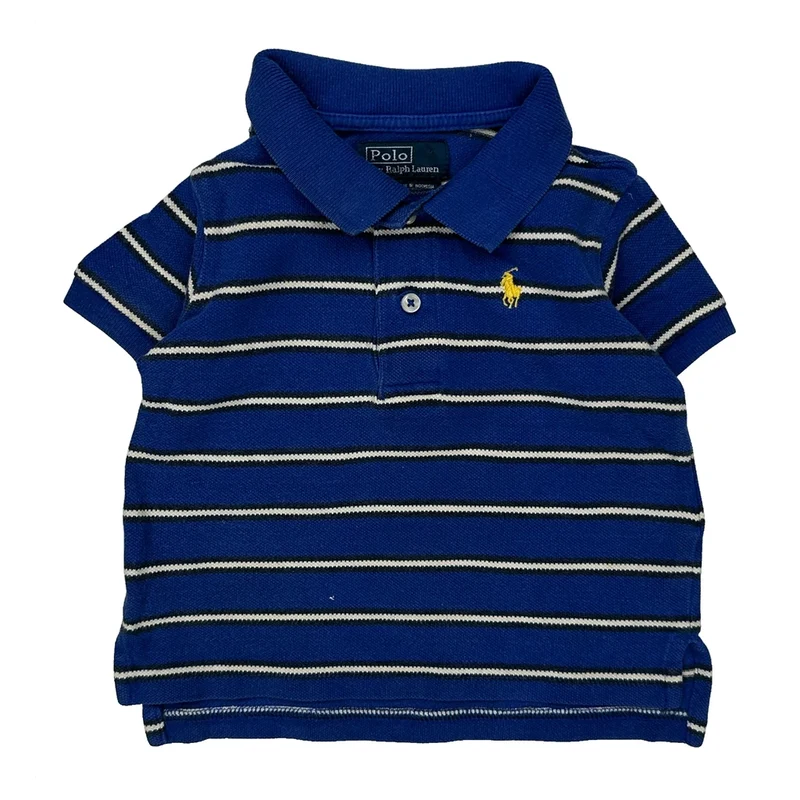 Age 9 Months Polo By Ralph Lauren Striped Polo Shirt - 2XS Blue Cotton