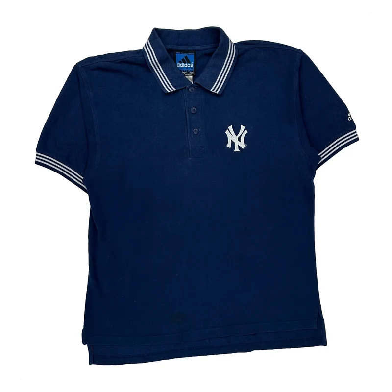 New York Yankees Adidas Mlb Polo Shirt - Medium Blue Cotton