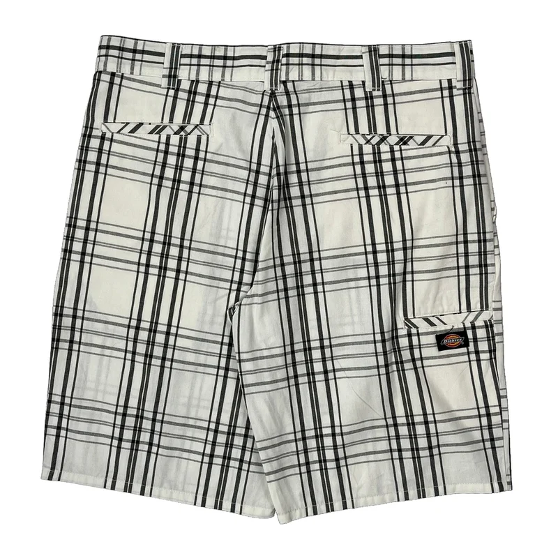 Dickies Checked Shorts - 36W 11L White Cotton Blend