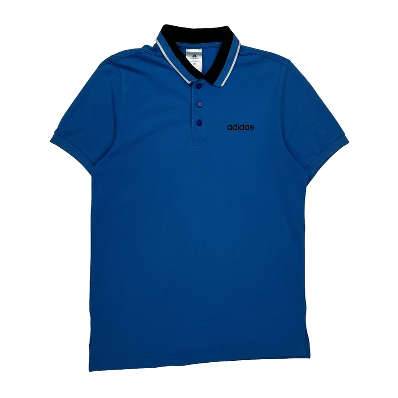 Adidas Polo Shirt - Medium Blue Cotton