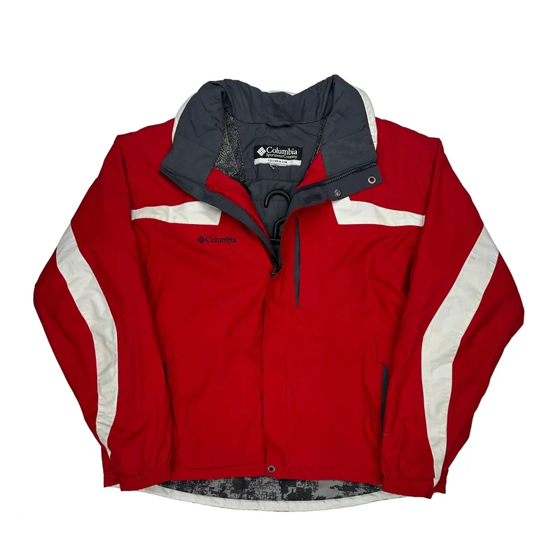 Columbia Striped Ski Jacket - XL Red Polyester