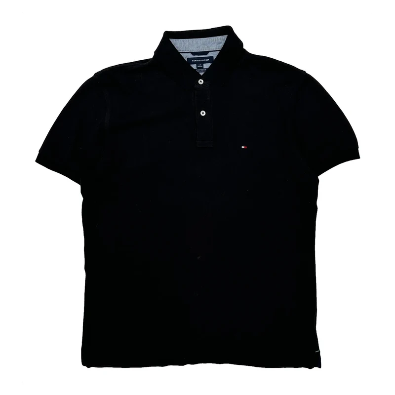 Tommy Hilfiger Polo Shirt - Large Black Cotton