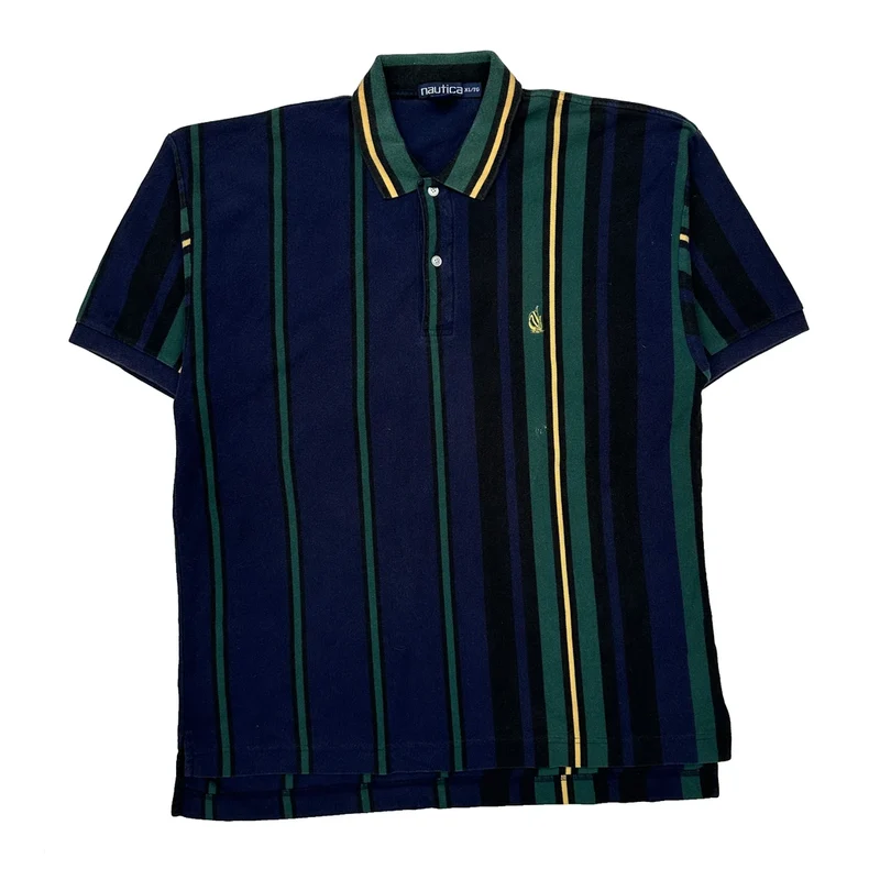 Nautica Striped Polo Shirt - XL Blue Cotton