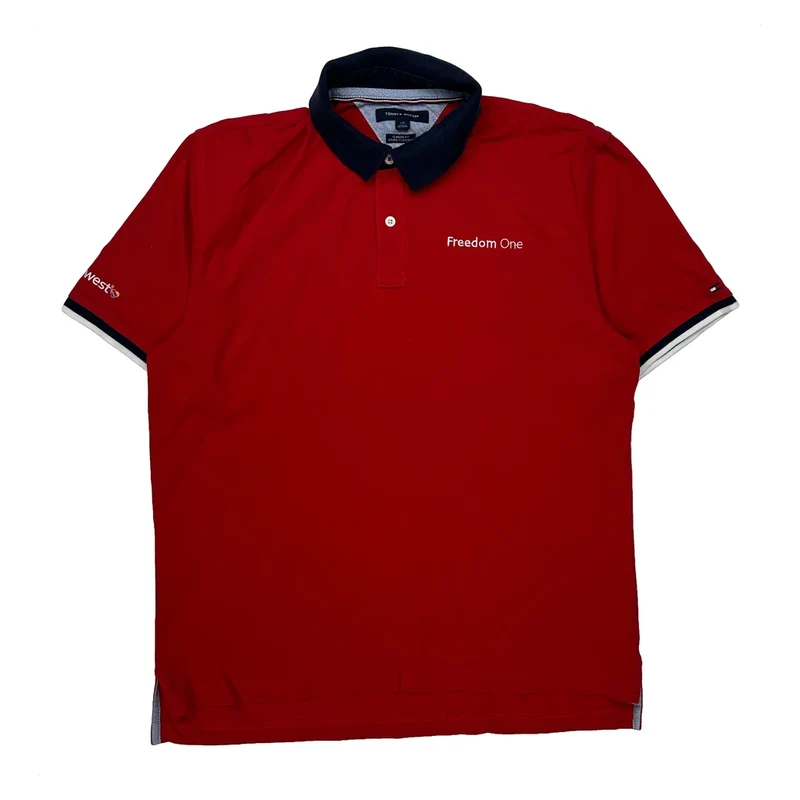 Freedom One Tommy Hilfiger Polo Shirt - Large Red Cotton