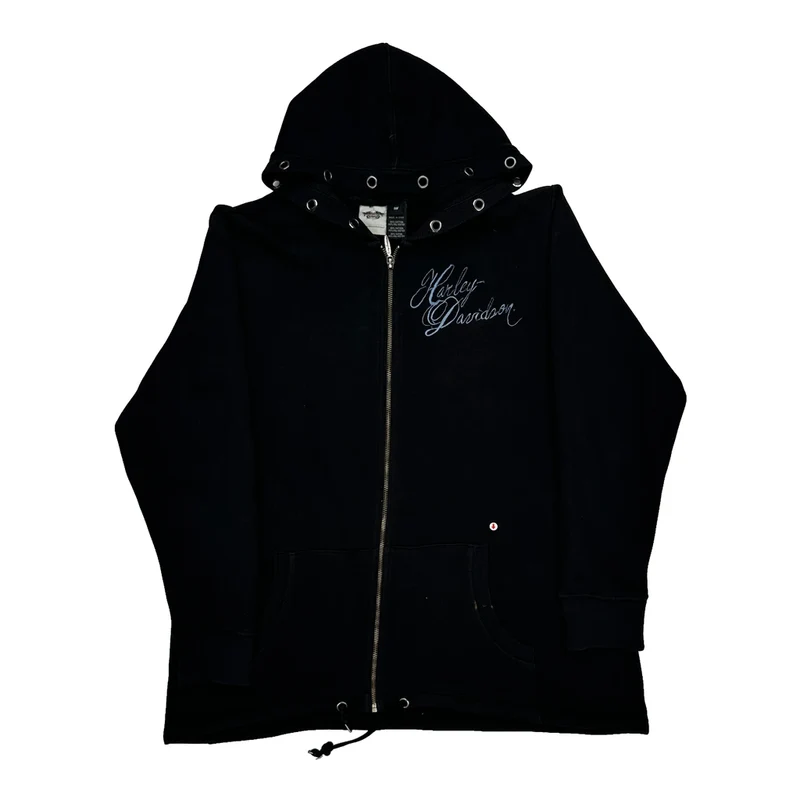 Motorcycle Harley Davidson Graphic Hoodie - XL Black Cotton Blend