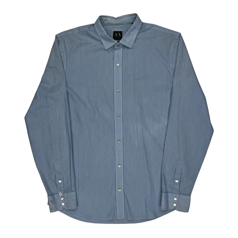 Armani Exchange Slim Shirt - Large Blue Cotton