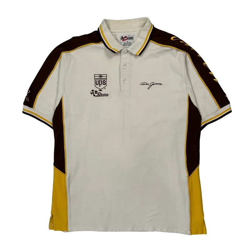 Ups Racing Chase Authentics Nascar Polo Shirt - Medium White Cotton Blend