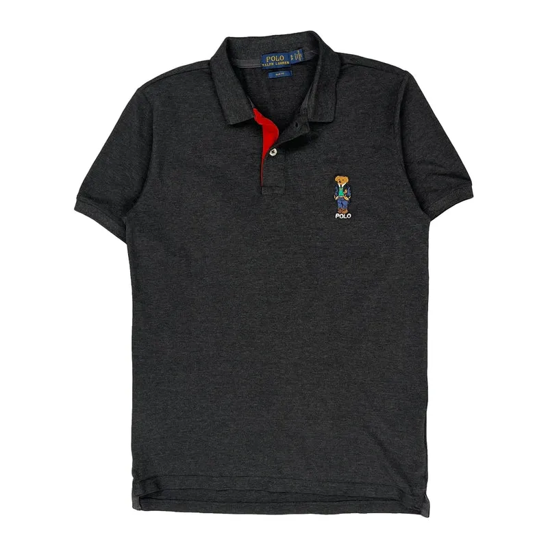 Polo By Ralph Lauren Slim Fit Polo Shirt - Small Grey Cotton