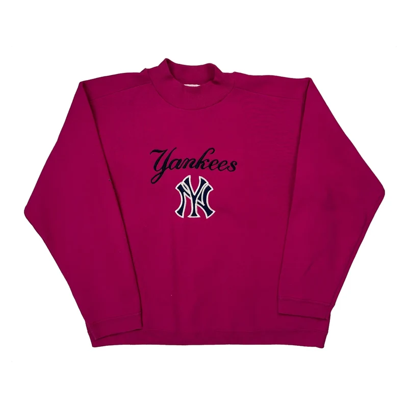 90S Yankees Adidas Sweatshirt - XL Pink Cotton Blend