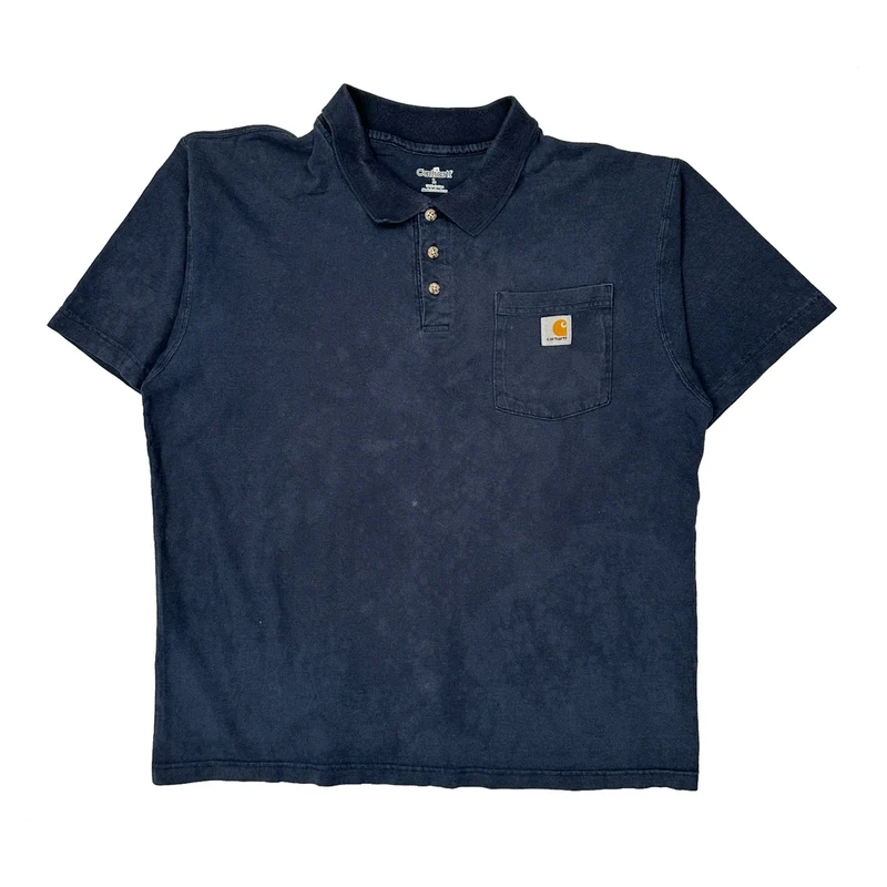 Carhartt Polo Shirt - Large Blue Cotton
