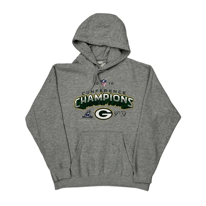 Green Bay Packers Nfl Hoodie - Large Grey Cotton