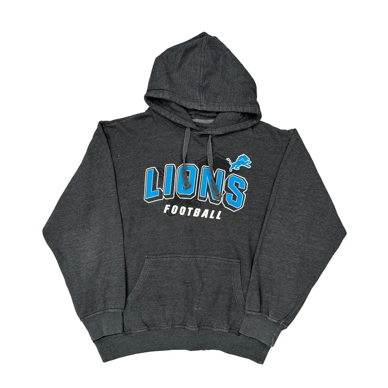 Lions Starter Nfl Hoodie - XL Grey Cotton Blend
