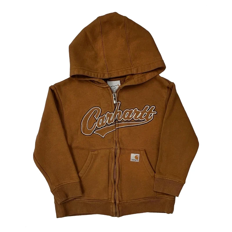 Age 3 Carhartt Spellout Hoodie - XS Brown Cotton Blend