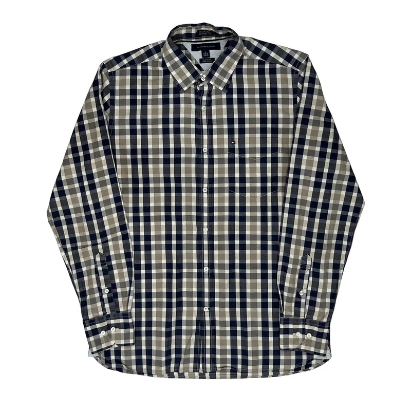 Tommy Hilfiger Checked Shirt - Medium Blue Cotton